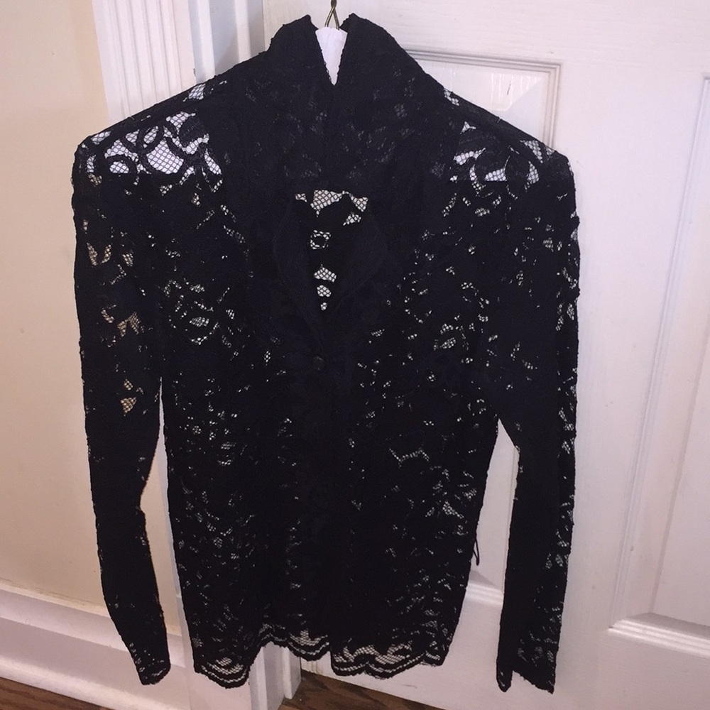Black lace sheer cocktail jacket